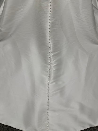 Essense of Australia D4451 Mikado ballgown with V-neckline, wide straps, basque waist, and full pleated skirt