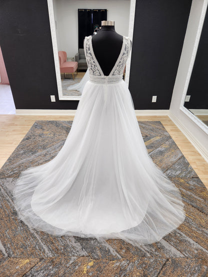 Beaded Lace Bodice A-line Wedding Dress