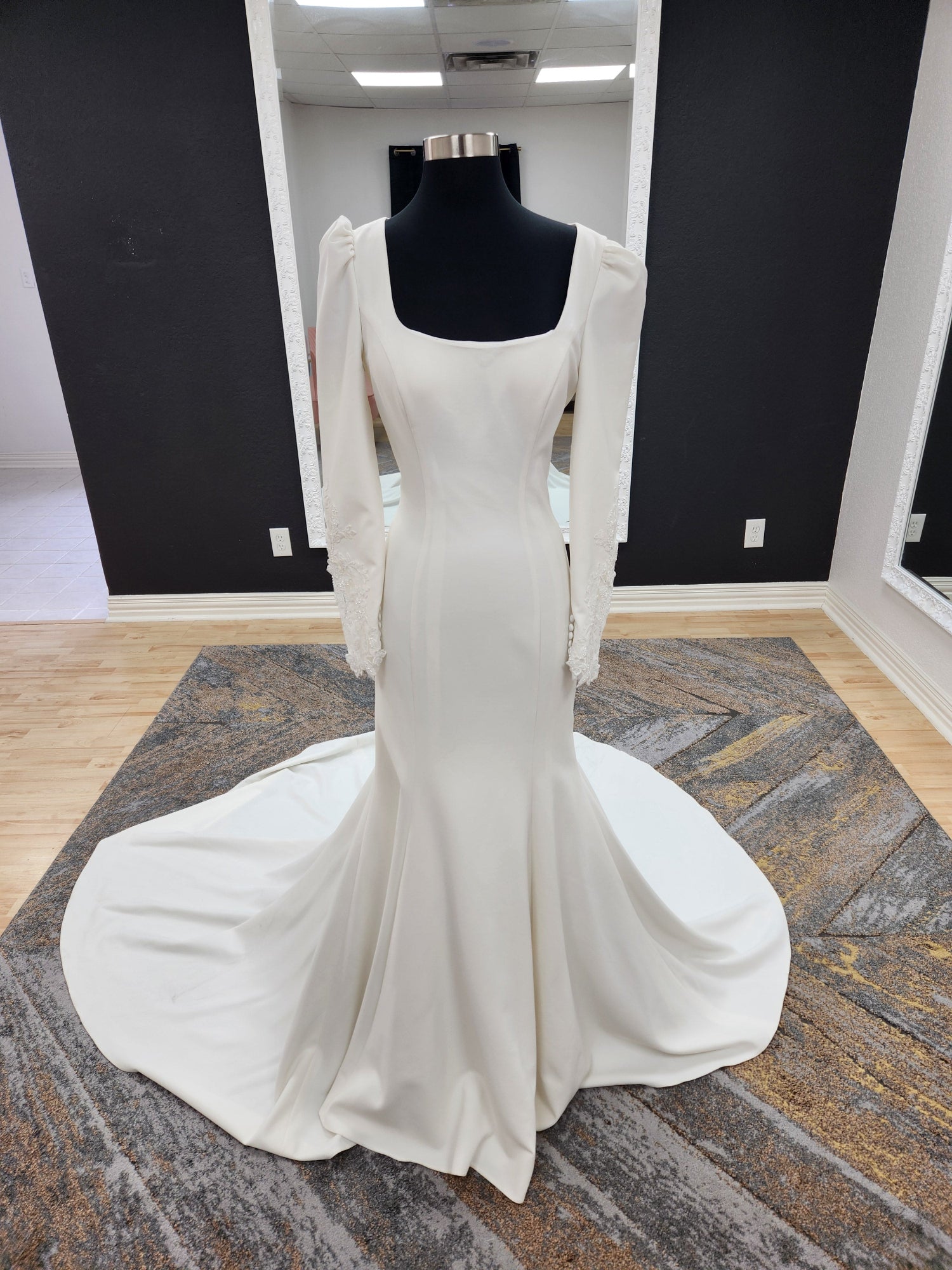 Long Sleeve with Lace Accents Fitted Wedding Dress