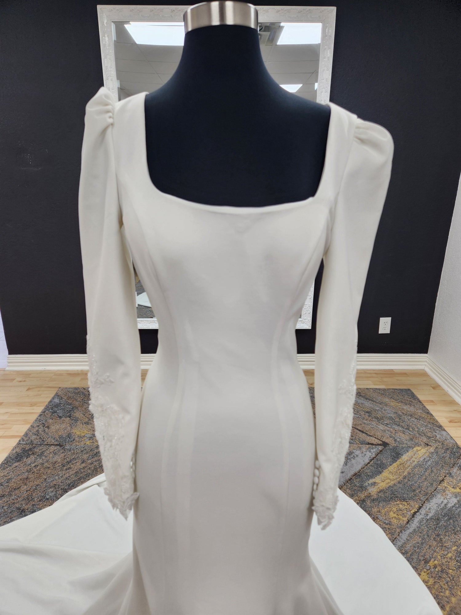 Long Sleeve with Lace Accents Fitted Wedding Dress