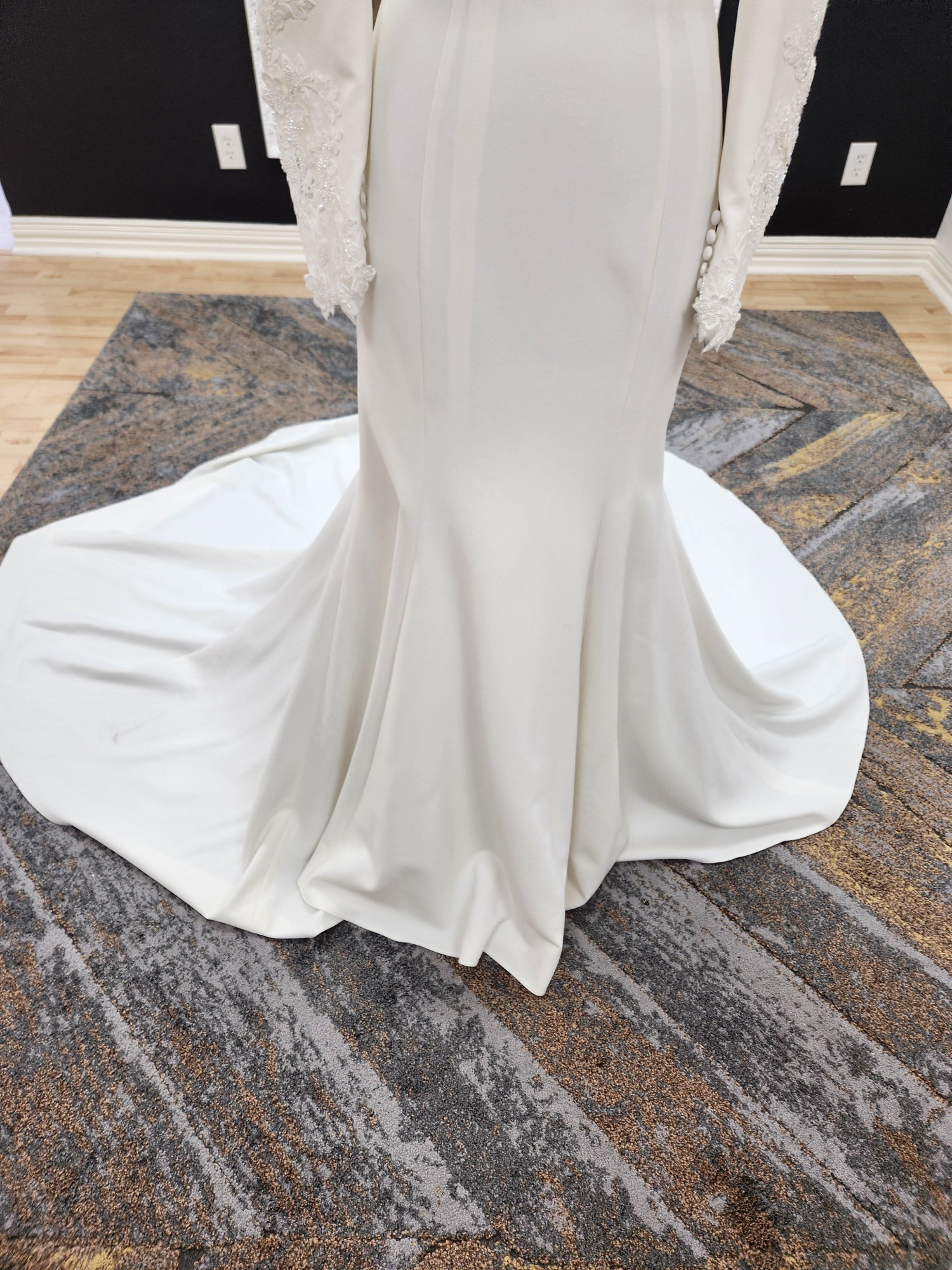 Long Sleeve with Lace Accents Fitted Wedding Dress