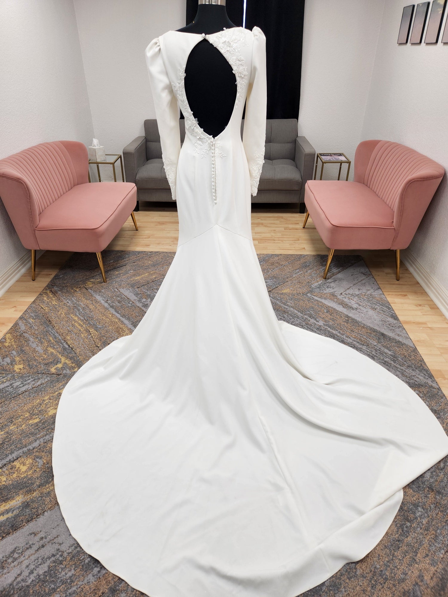 Long Sleeve with Lace Accents Fitted Wedding Dress