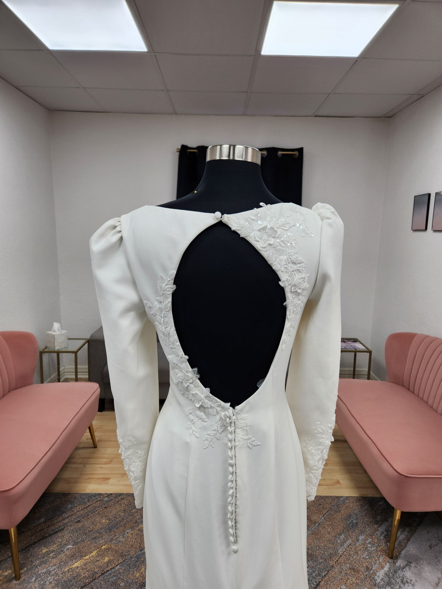 Long Sleeve with Lace Accents Fitted Wedding Dress