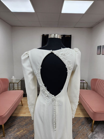 Long Sleeve with Lace Accents Fitted Wedding Dress