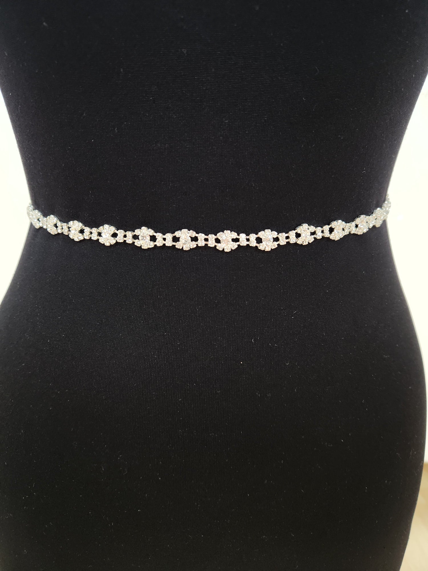 Skinny Rhinestone Wedding Dress  Belt