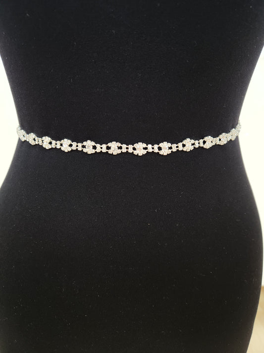 Skinny Rhinestone Wedding Dress  Belt
