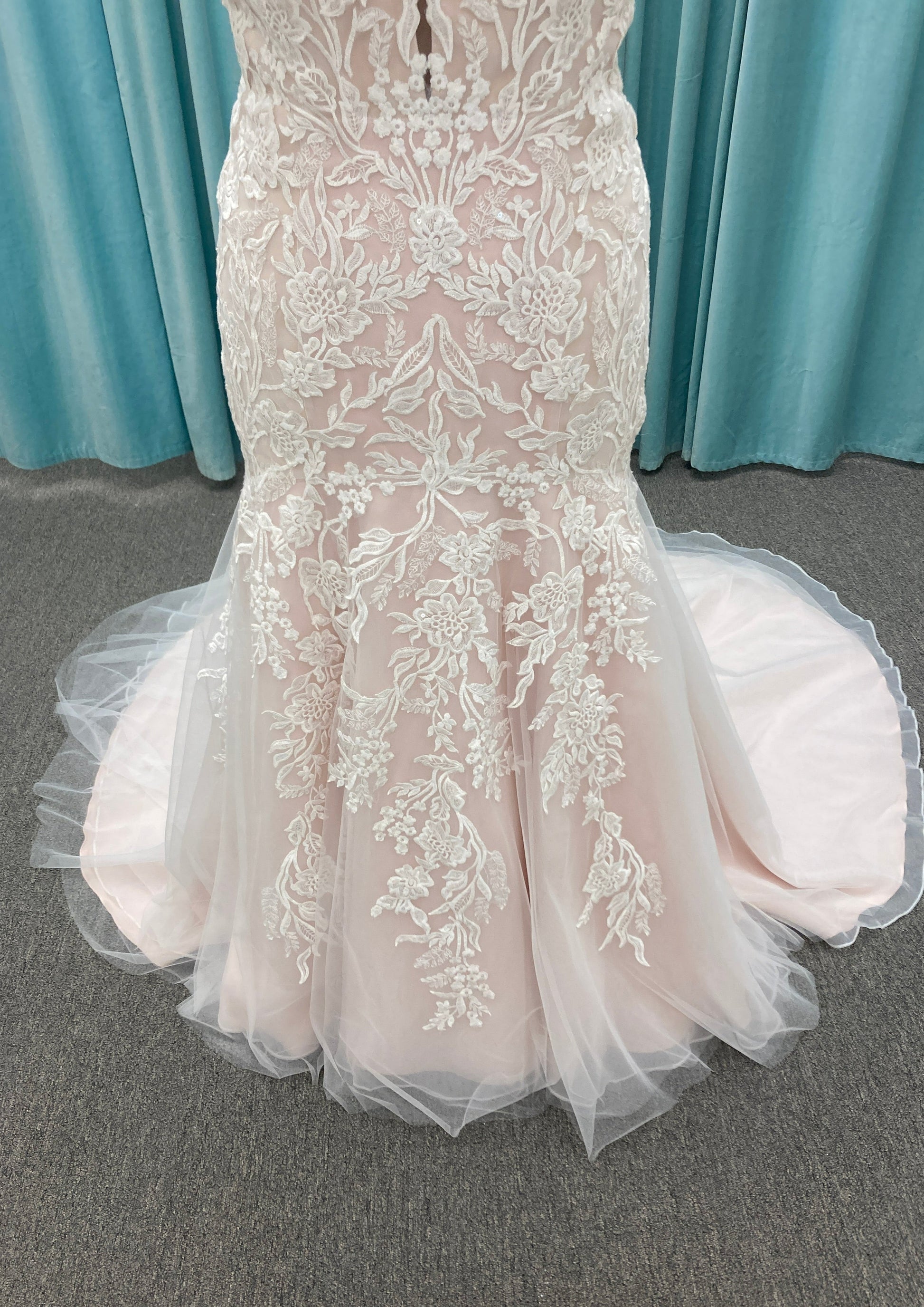 Blush Mermaid Lace Wedding Dress