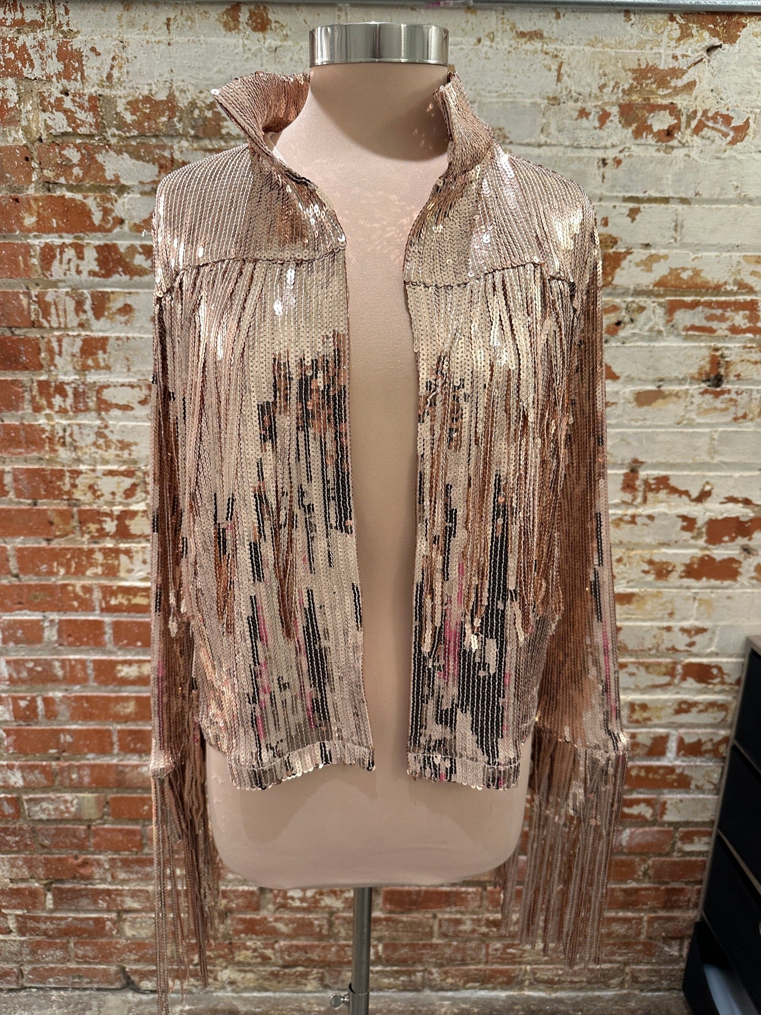 Rose Gold Sequin Fringe Bride Jacket