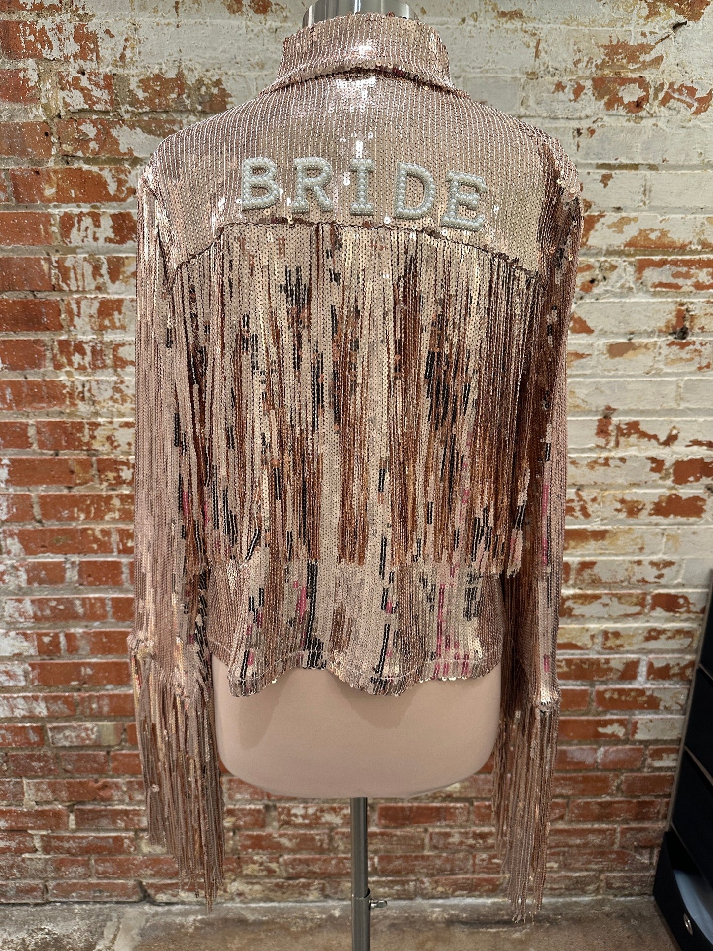 Rose Gold Sequin Fringe Bride Jacket