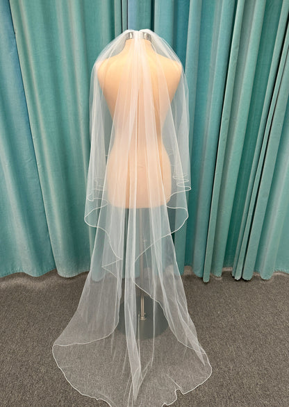 Rhinestone Edged Waltz Length Cascade Veil