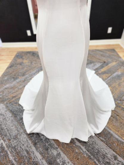 Silky Satin High Neck Fitted Wedding Dress
