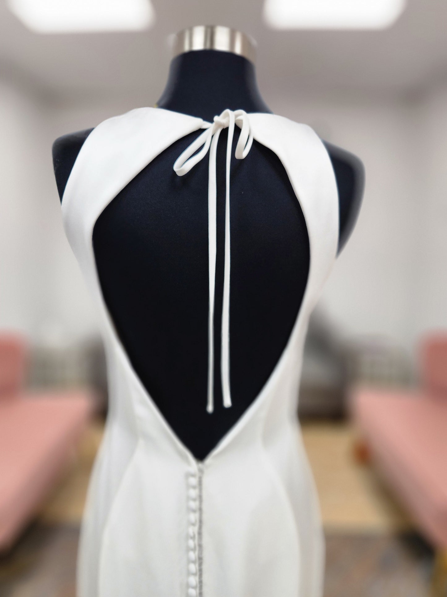 Silky Satin High Neck Fitted Wedding Dress