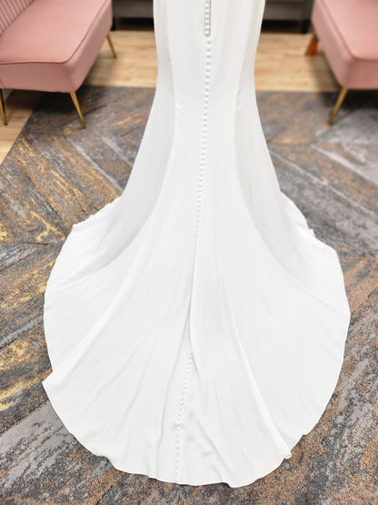 Silky Satin High Neck Fitted Wedding Dress