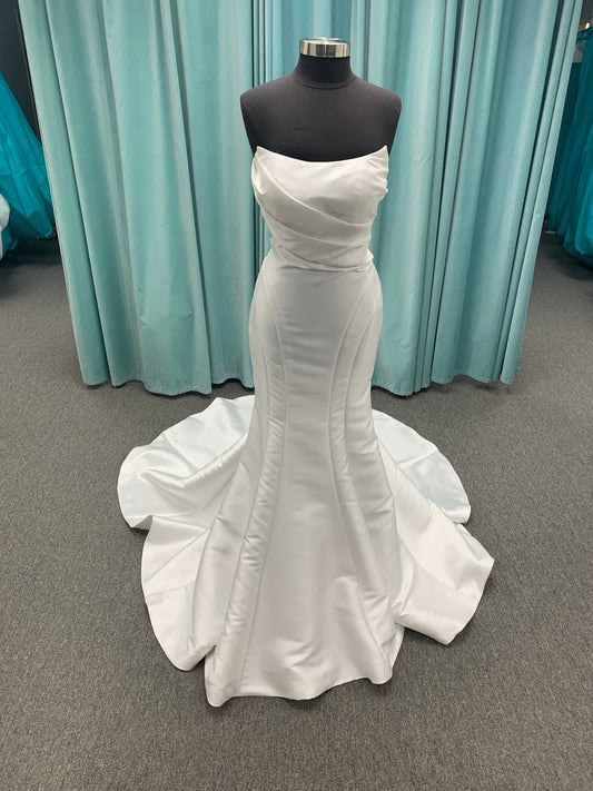Cat Eye Fit and Flare Wedding Dress with Ruched Bodice Wedding Dress