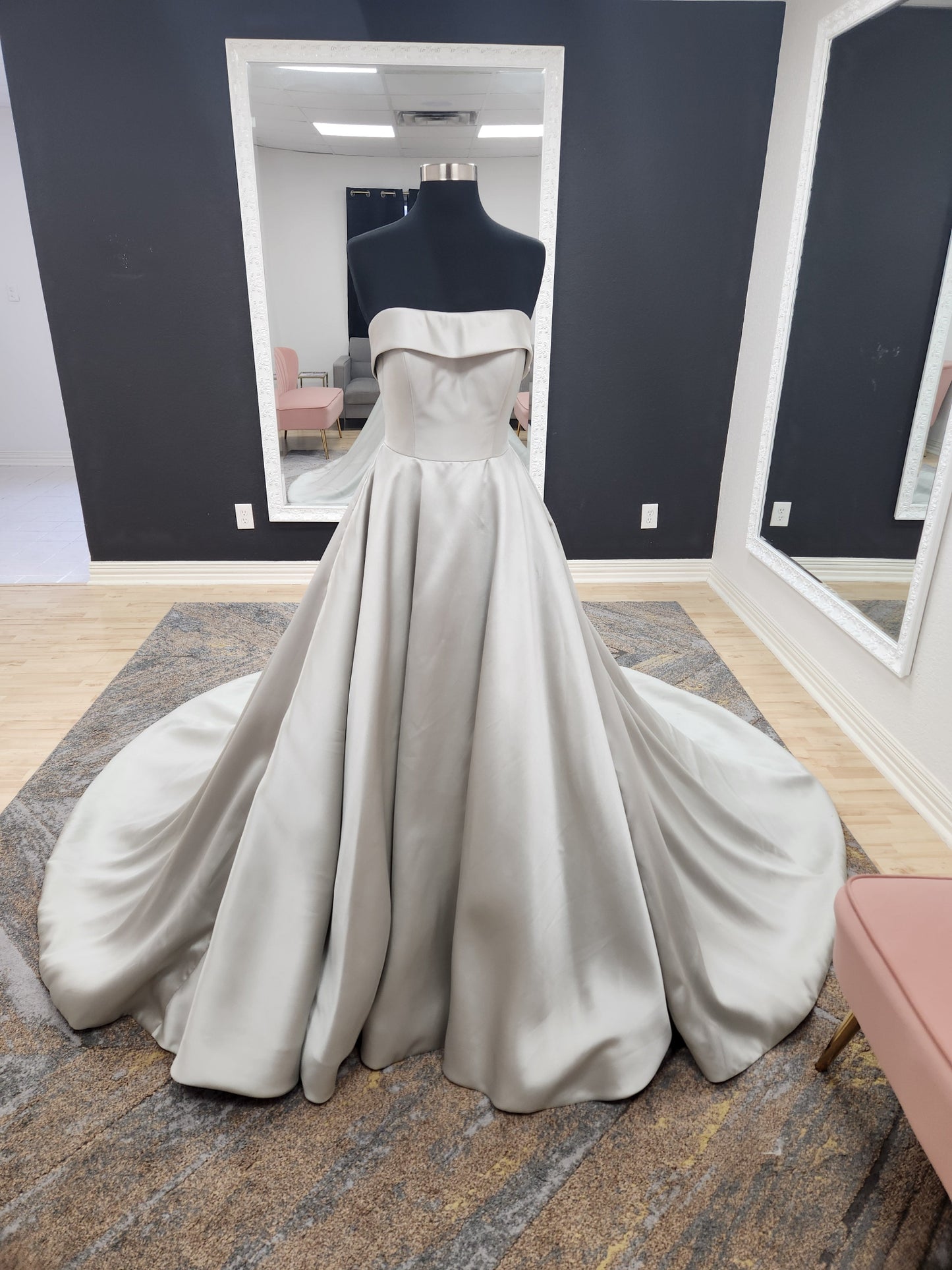 Silvery Blue Aline Wedding Dress