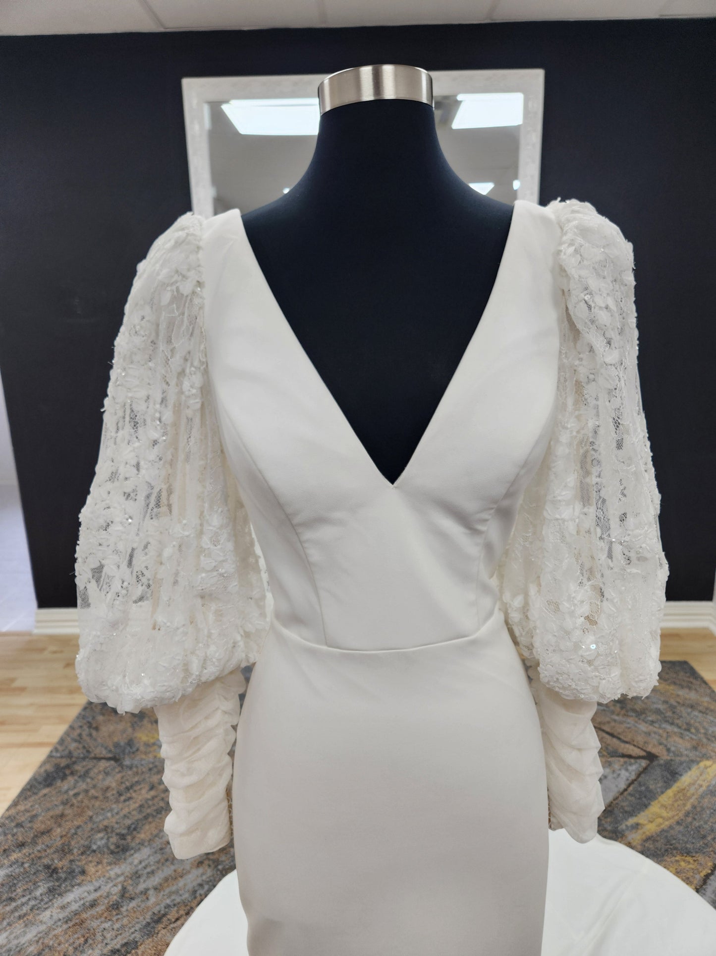 Bishop Lace Sleeves Fitted Wedding Dress