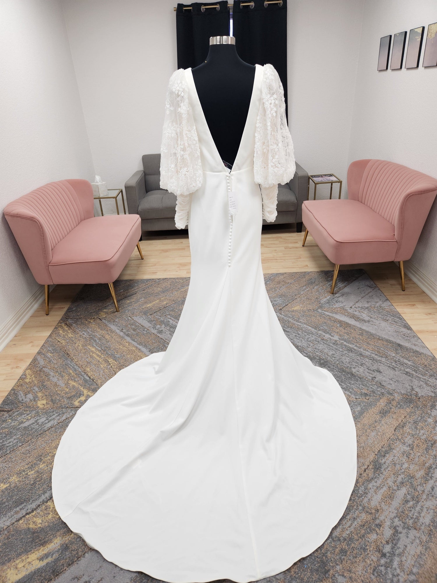 Bishop Lace Sleeves Fitted Wedding Dress