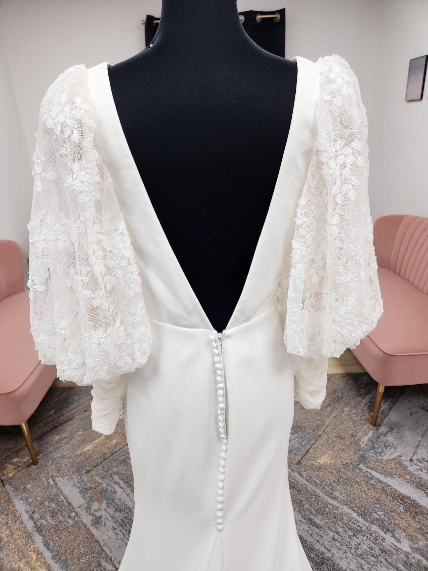 Bishop Lace Sleeves Fitted Wedding Dress