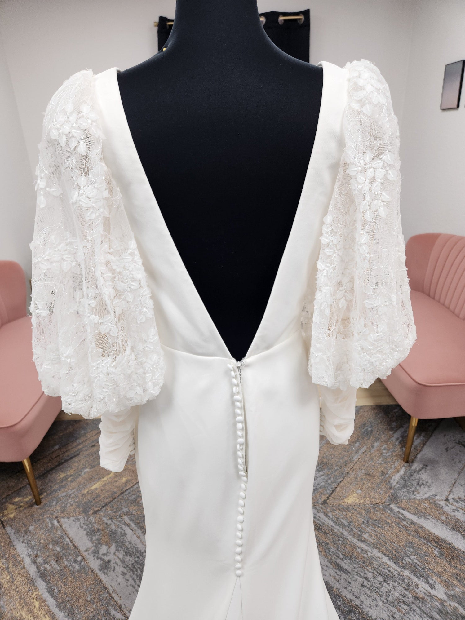 Bishop Lace Sleeves Fitted Wedding Dress