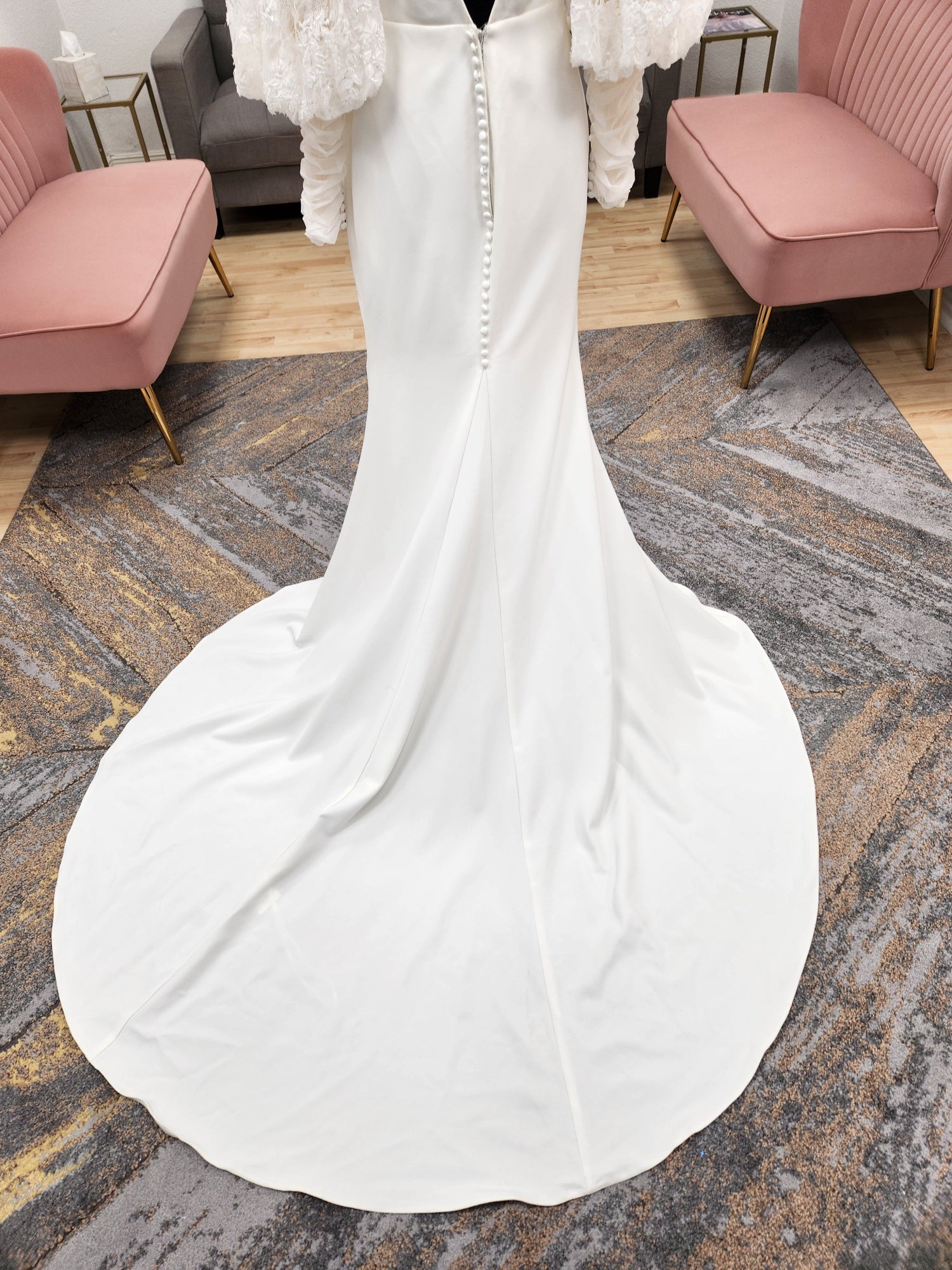 Bishop Lace Sleeves Fitted Wedding Dress