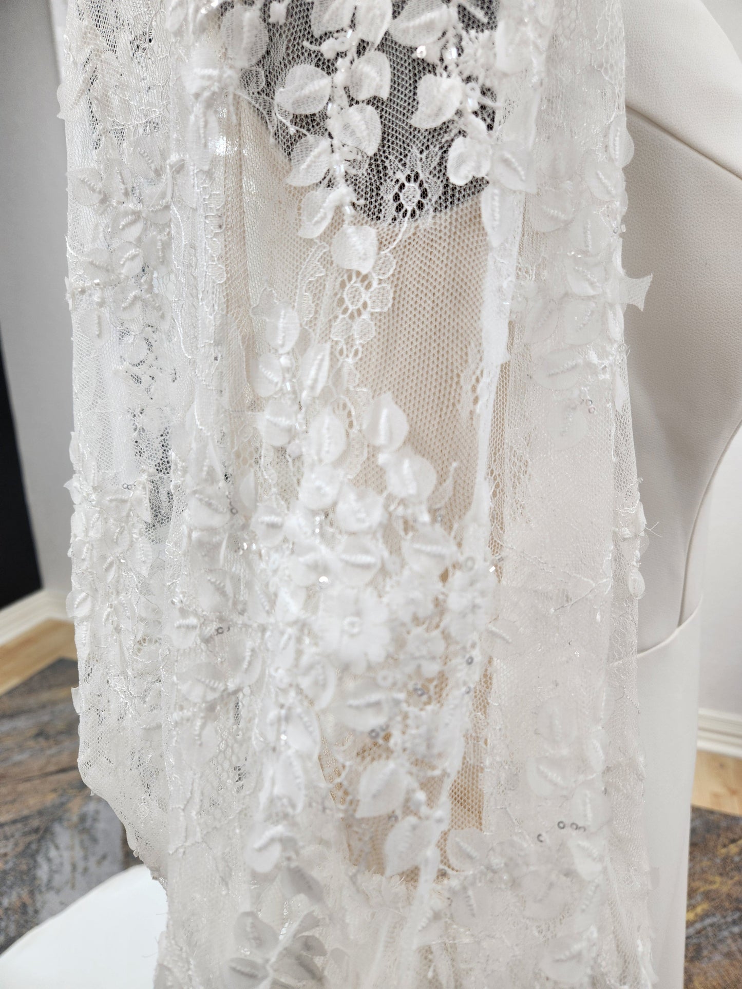 Bishop Lace Sleeves Fitted Wedding Dress