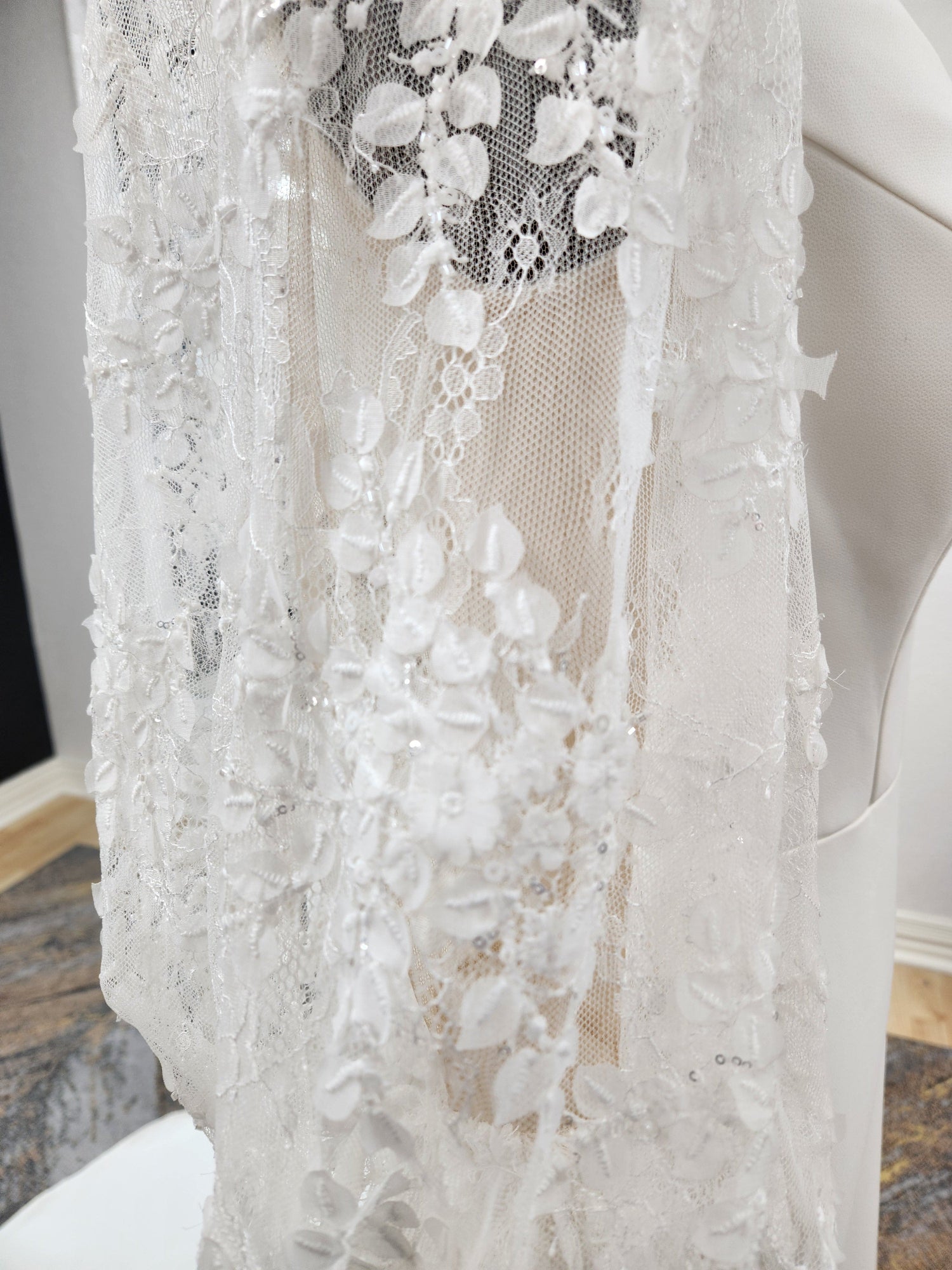 Bishop Lace Sleeves Fitted Wedding Dress