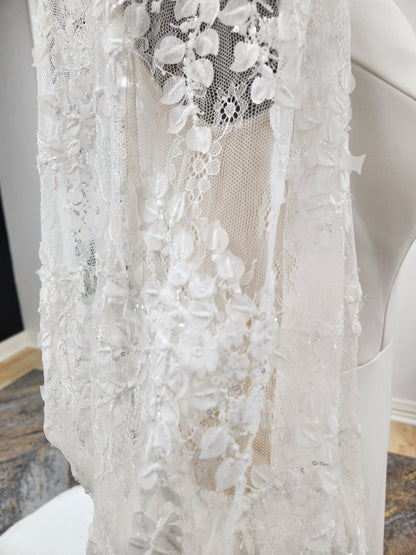 Bishop Lace Sleeves Fitted Wedding Dress