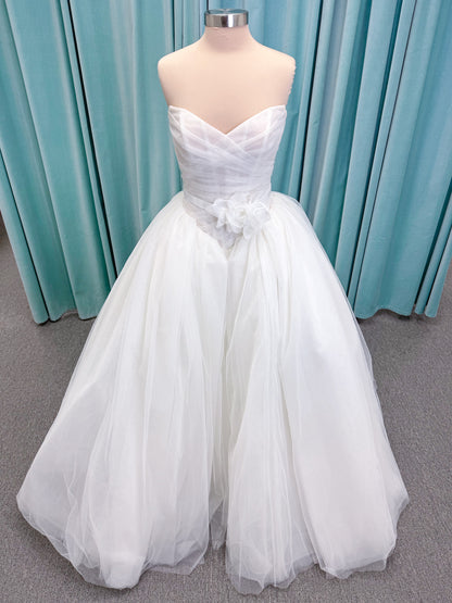 Randy Fenoli Kensington Ball Gown Wedding Dress with Detachable One-Shoulder Floral Panel