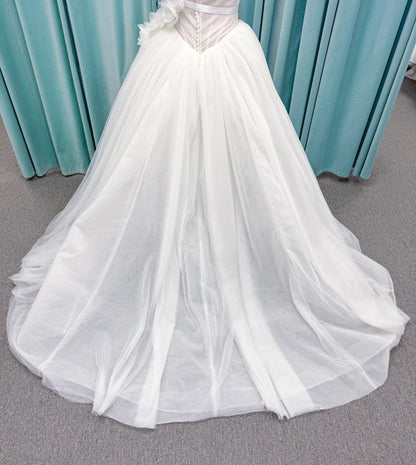 Randy Fenoli Kensington Ball Gown Wedding Dress with Detachable One-Shoulder Floral Panel