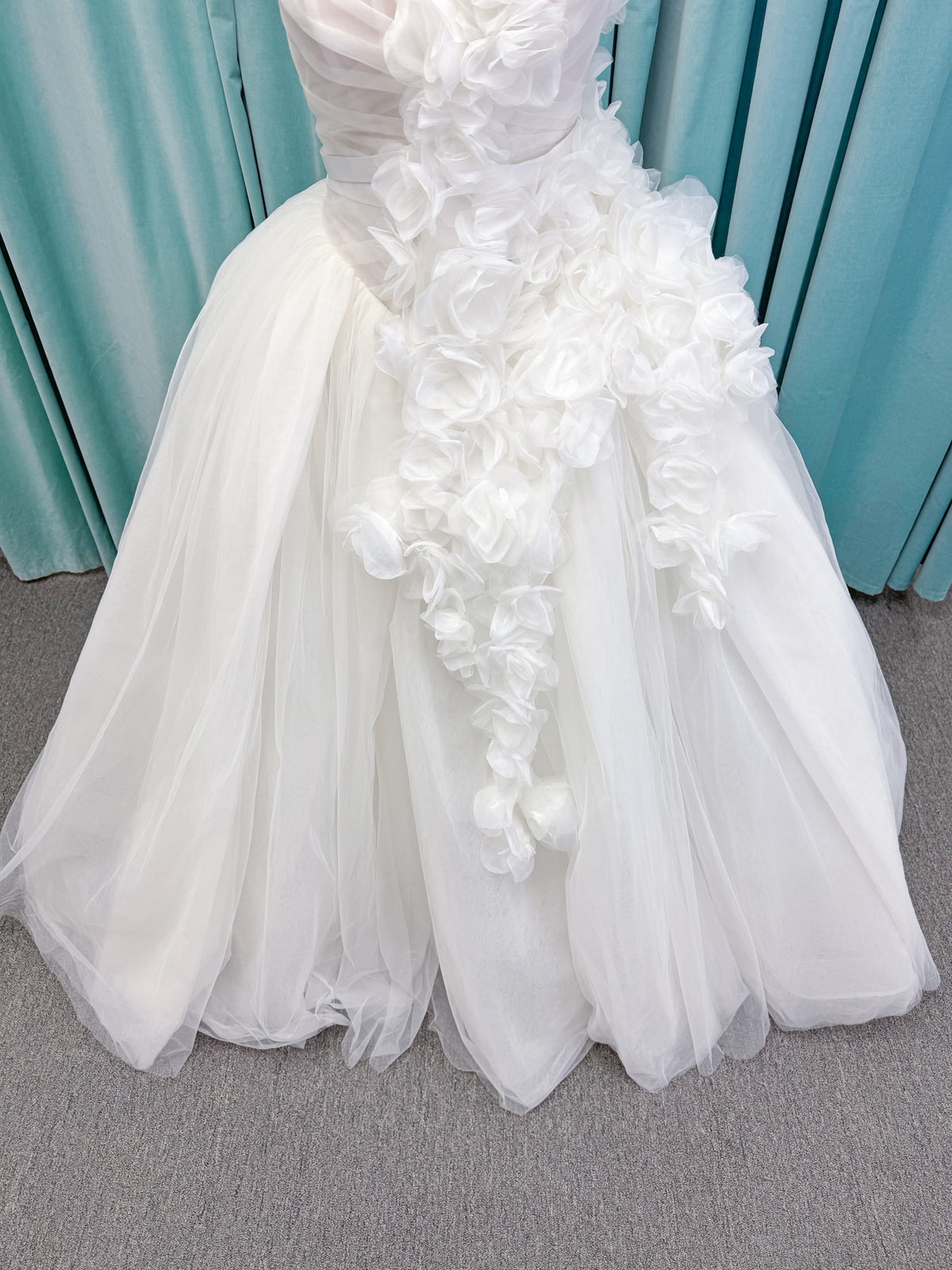 Randy Fenoli Kensington Ball Gown Wedding Dress with Detachable One-Shoulder Floral Panel