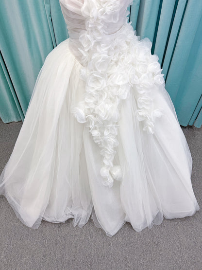 Randy Fenoli Kensington Ball Gown Wedding Dress with Detachable One-Shoulder Floral Panel
