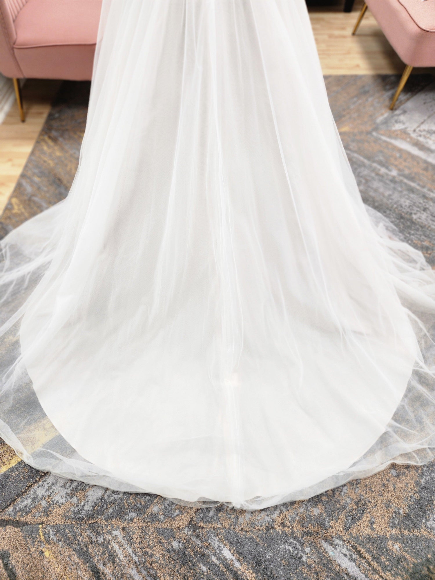 Beaded Bodice Tulle Skirt Off the Shoulder Fitted Wedding Dress