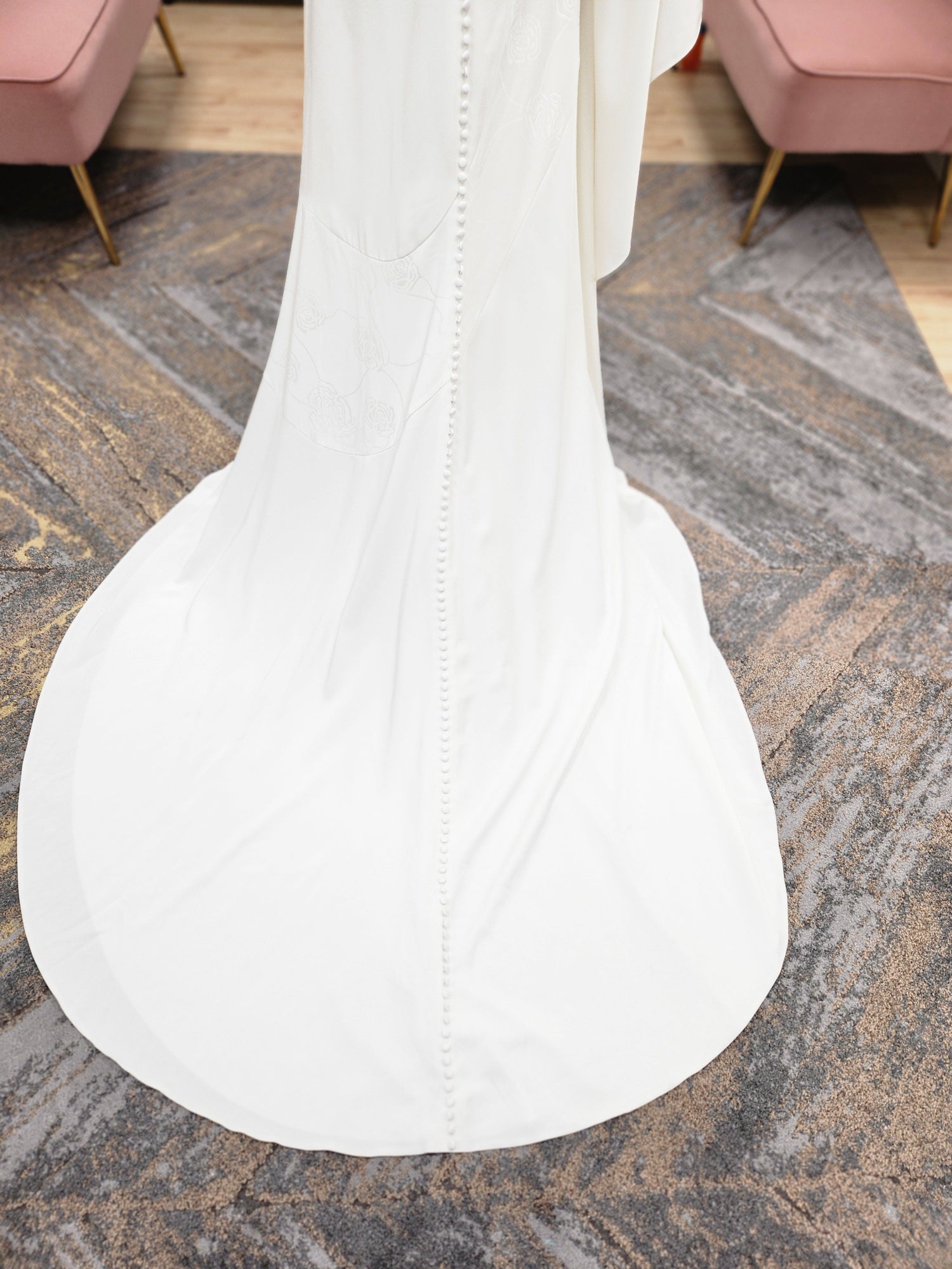 One Shoulder Drapey Sleeve Wedding Dress