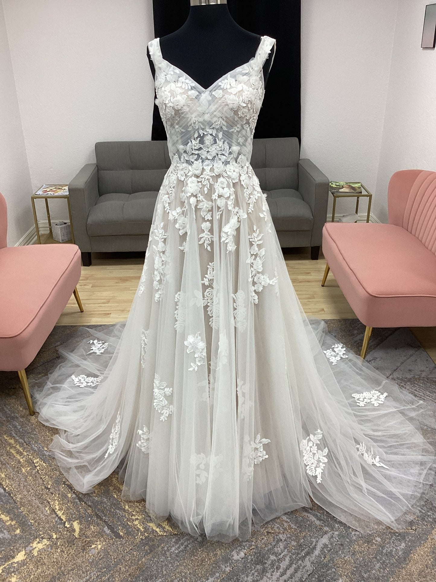 Soft Floral A-line  Wedding Dress