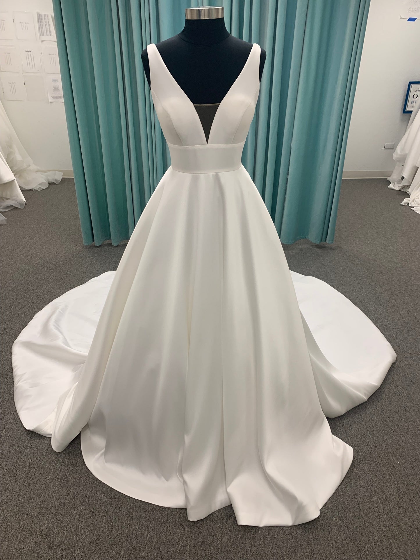 Mikado V-neck A-Line Wedding Dress