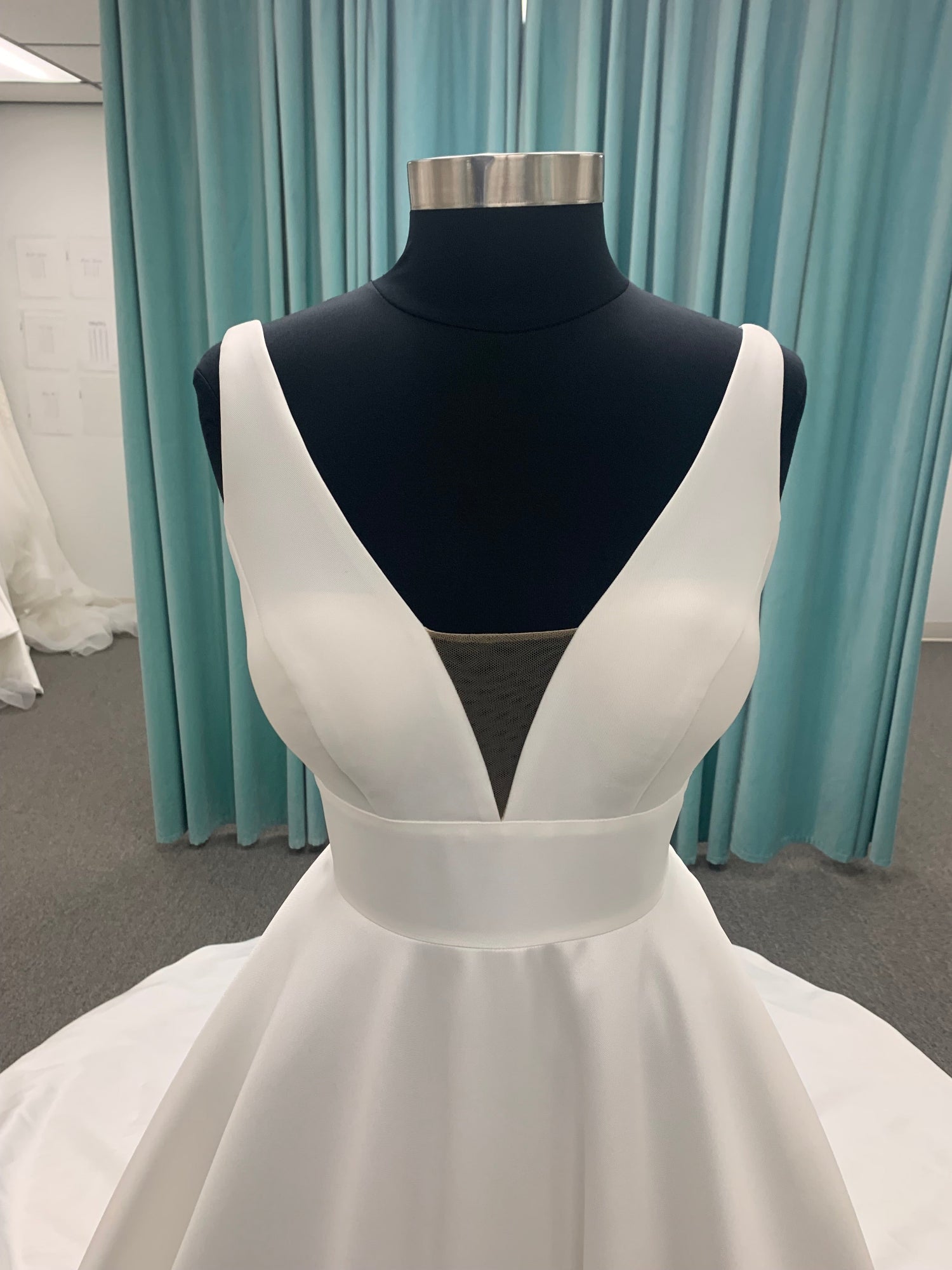 Mikado V-neck A-Line Wedding Dress