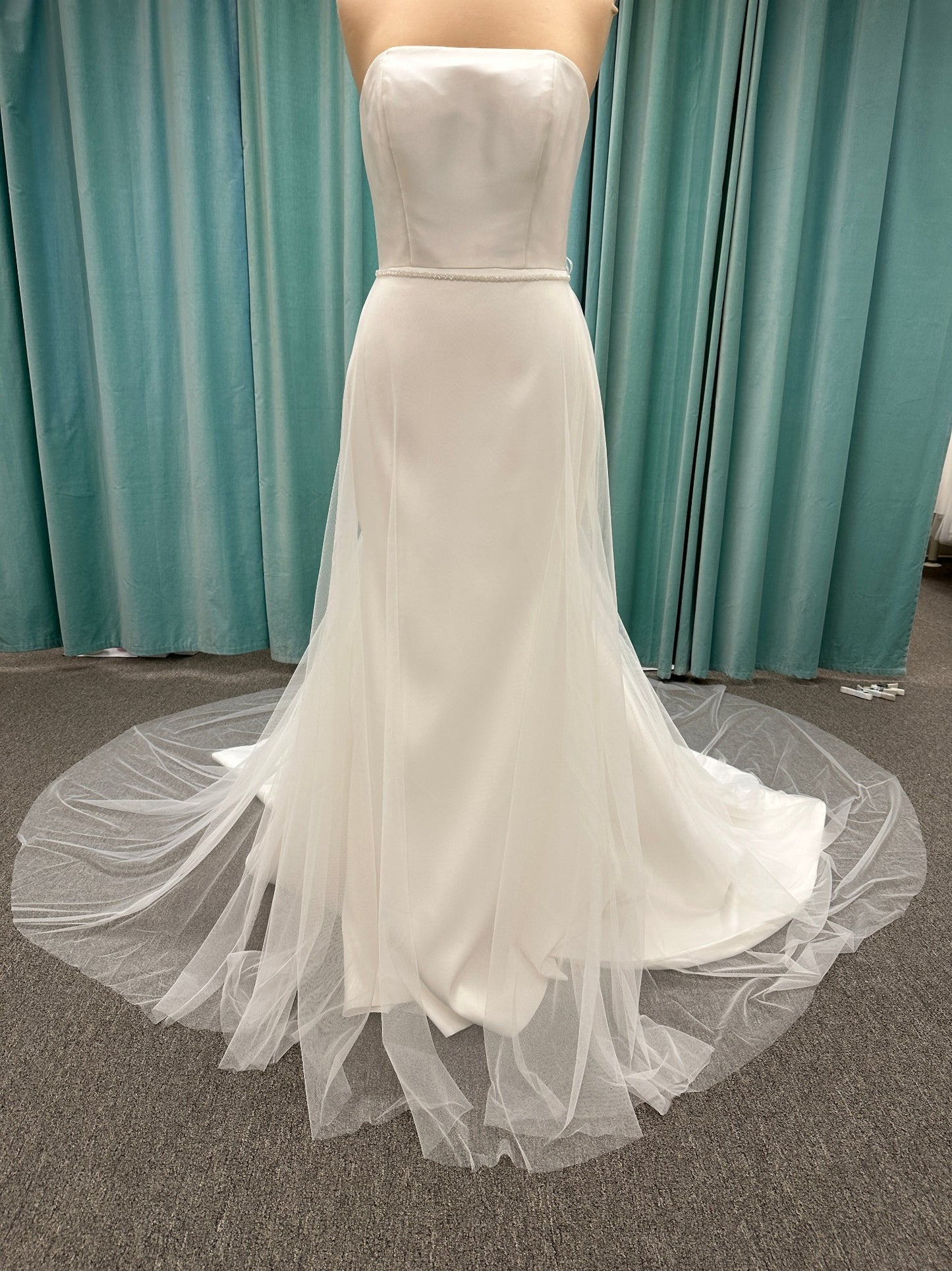 Tulle Bridal Overskirt Beaded Band