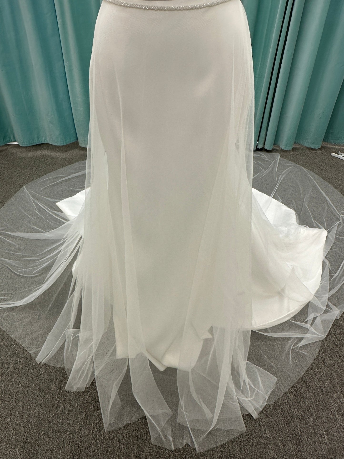 Tulle Bridal Overskirt Beaded Band