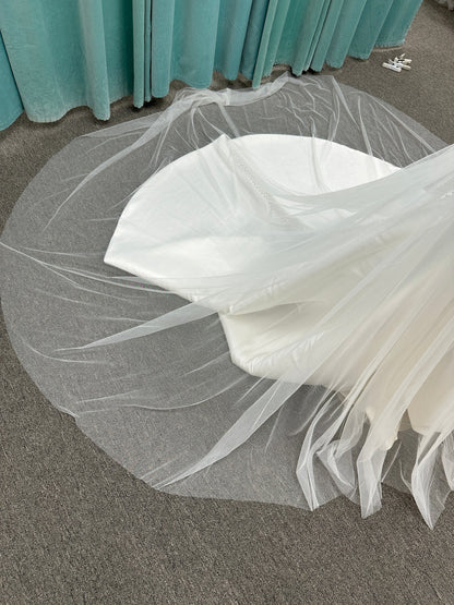 Tulle Bridal Overskirt Beaded Band