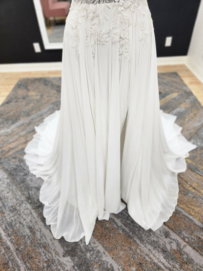 Illusion neckline with Lace Bodice A-line Wedding dress