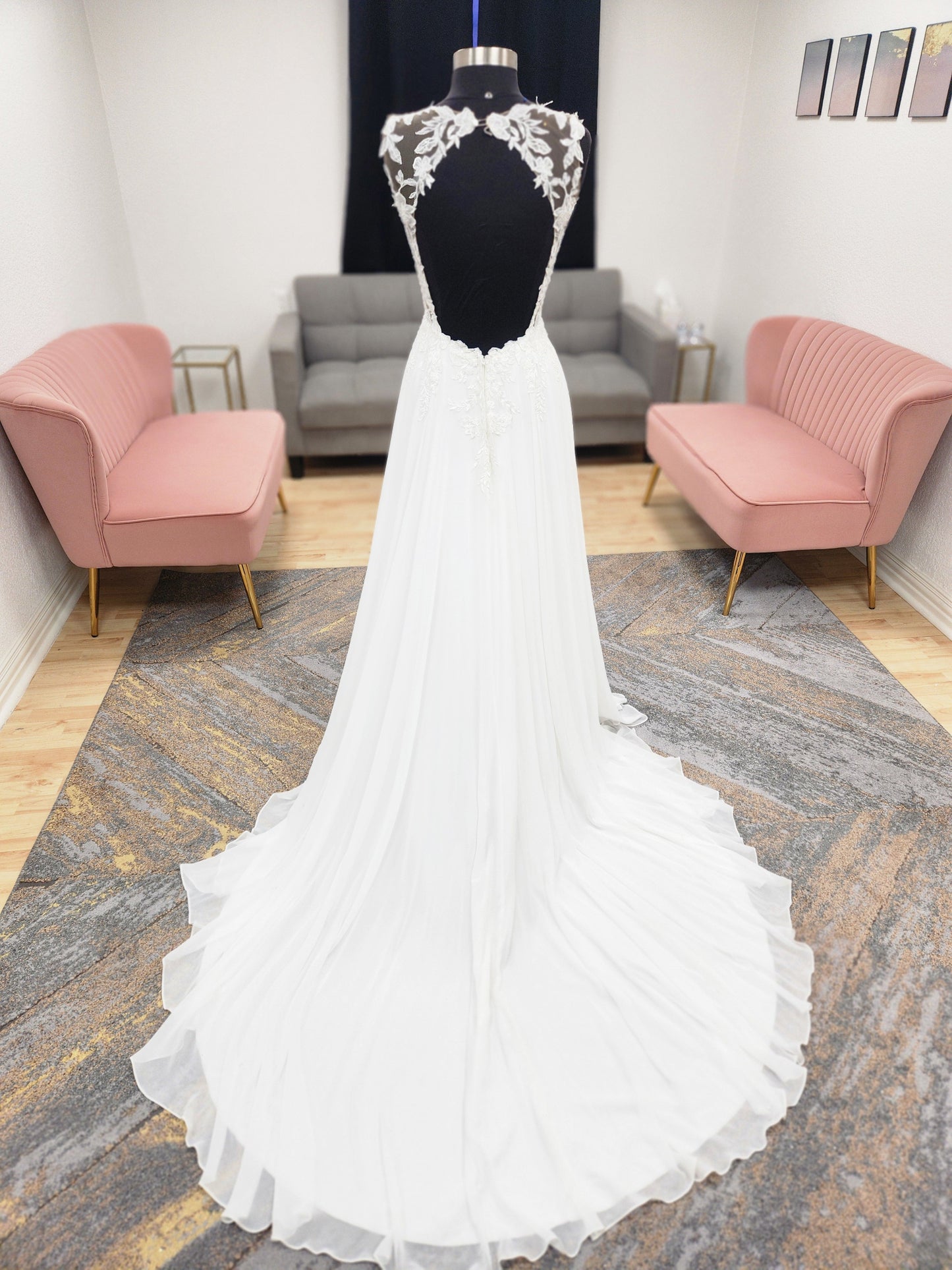 Illusion neckline with Lace Bodice A-line Wedding dress