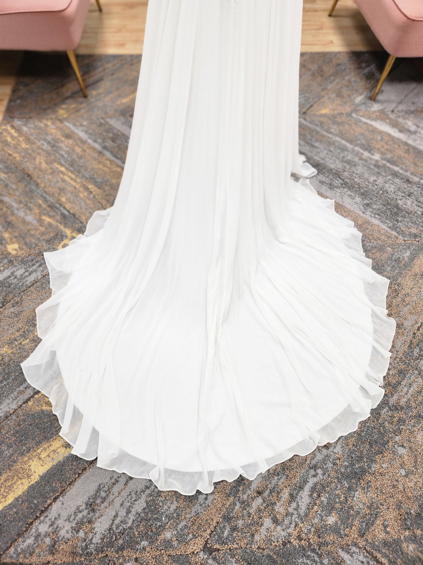 Illusion neckline with Lace Bodice A-line Wedding dress