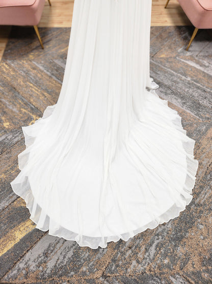 Illusion neckline with Lace Bodice A-line Wedding dress