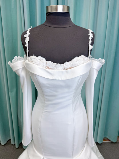 Morilee Style 2992 Renni Sweetheart Mikado Mermaid Wedding Dress with Detachable Long Sleeves
