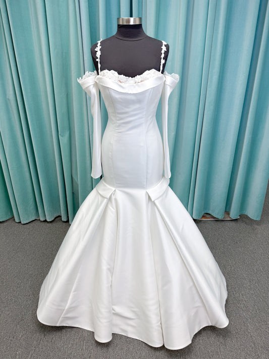 Morilee Style 2992 Renni Sweetheart Mikado Mermaid Wedding Dress with Detachable Long Sleeves