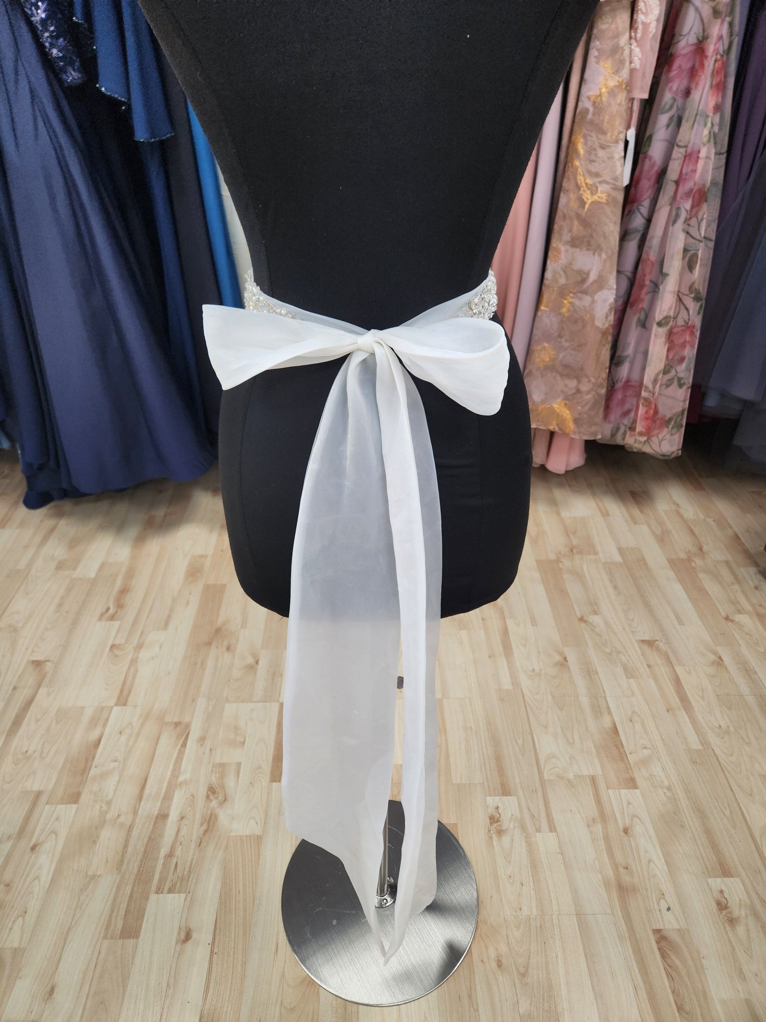 Rhinestone and Beaded Organza ribbon Wedding Dress  Belt