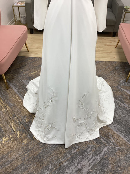 Long sleeve crepe with lace accents Wedding Dress