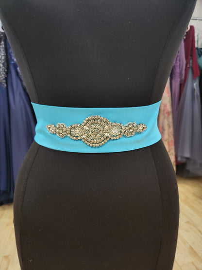 Turquoise rhinestone Wedding Dress  Belt