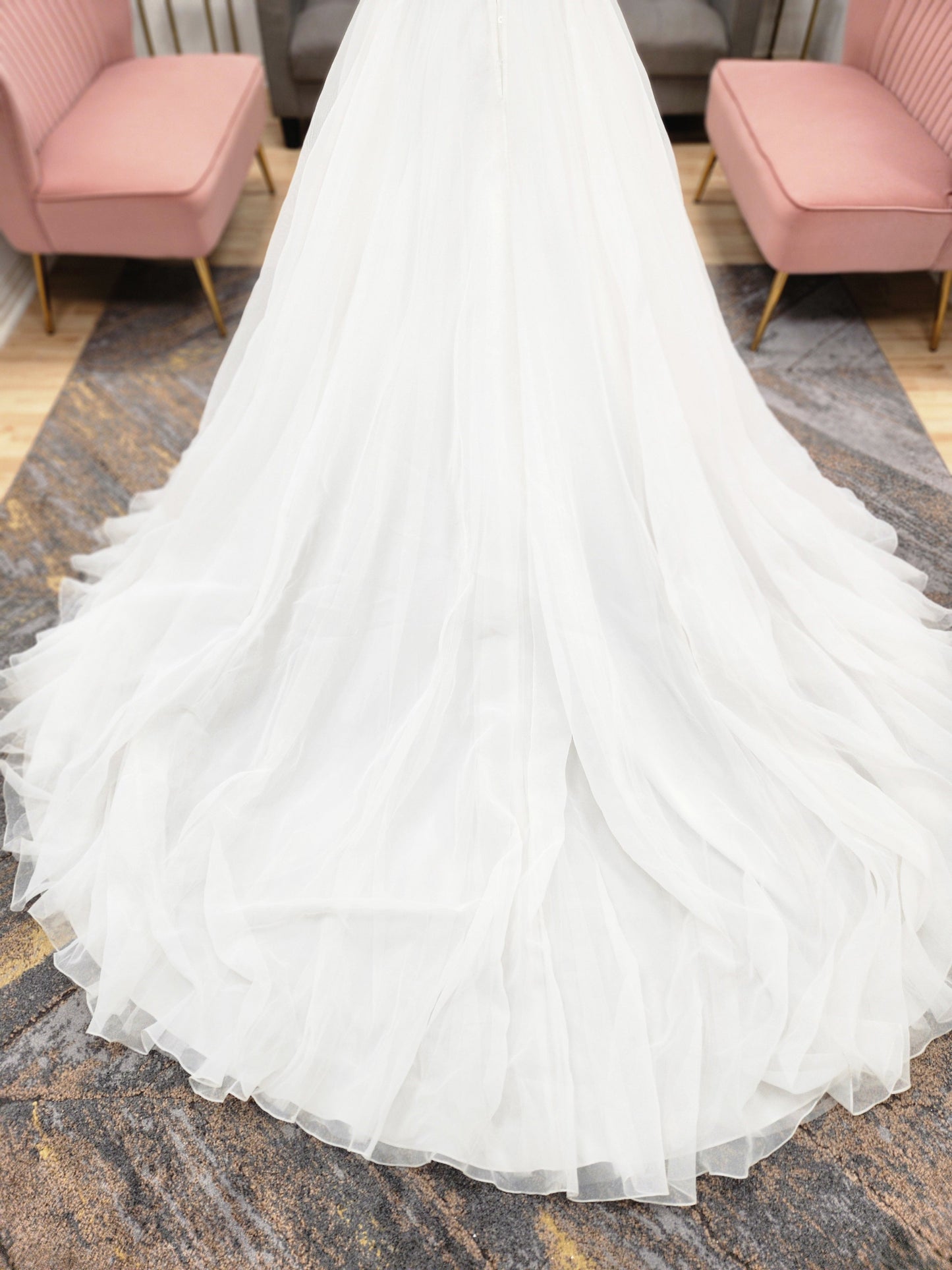 A-line Organza with Beaded Straps Wedding Dress