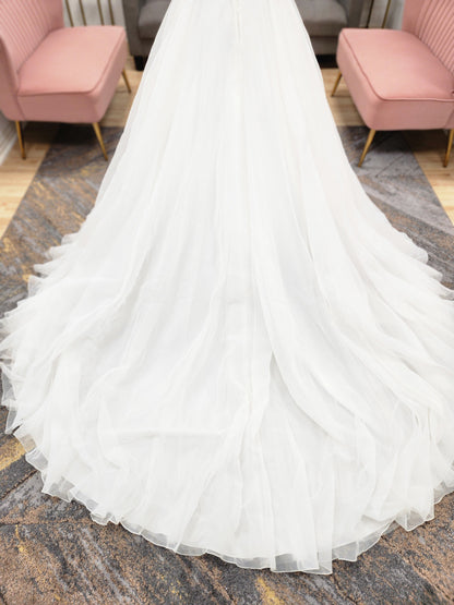 A-line Organza with Beaded Straps Wedding Dress